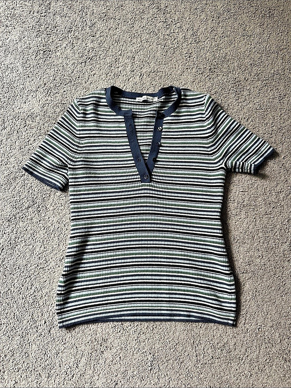Abercrombie & Fitch Essential Slim Ribbed Henley Green & Black Medium